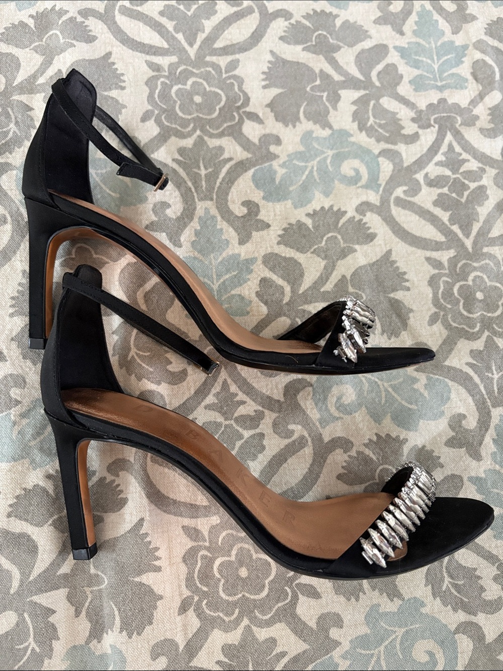 Ted Baker Black Crystal-Trim Ankle-Strap Heels - Picture 5 of 6